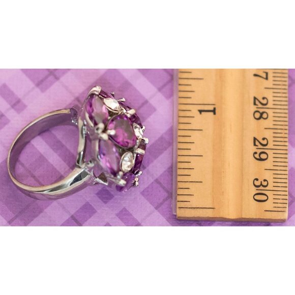 Vintage Art Deco Purple Stones Rhinestones Ring Size 10 - V2 - Picture 3 of 3